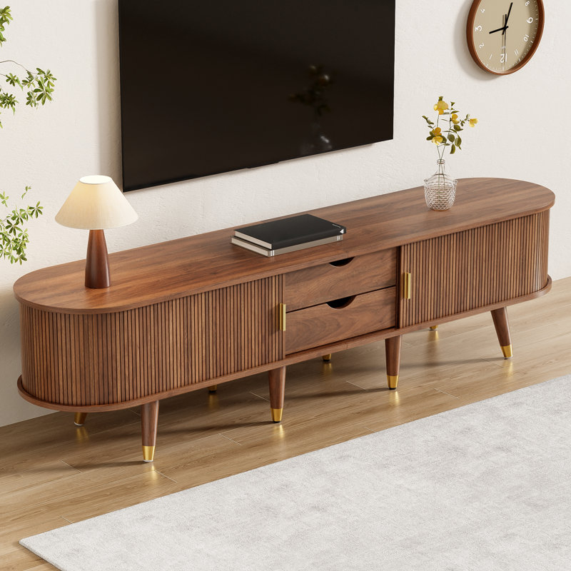 Unfinished TV Stand for TVs up to 75", Dark Brown Wood