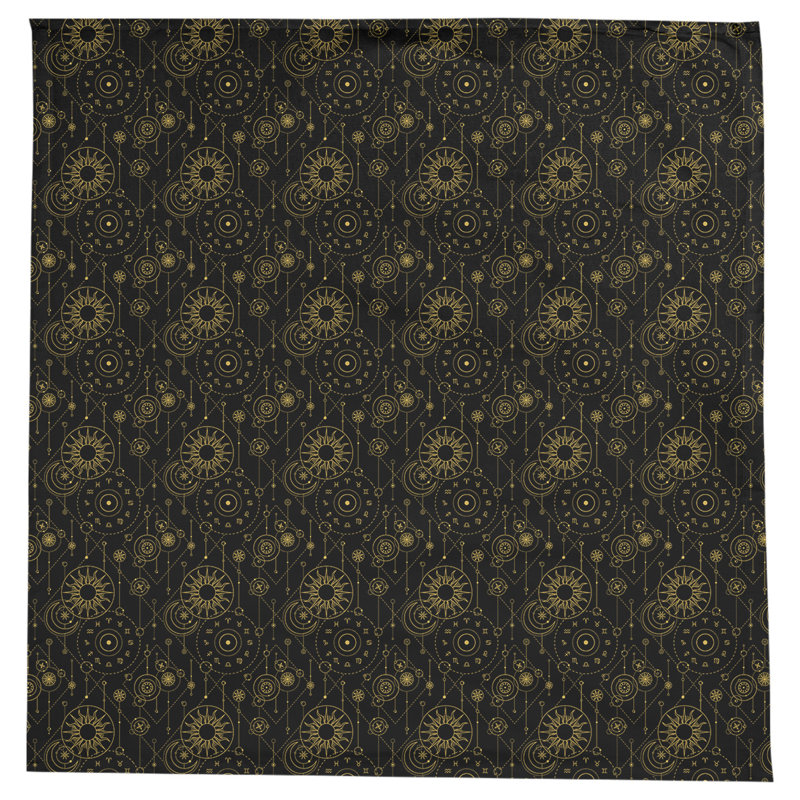 Leffel Astrology Pattern Tablecloth, Black/Gold