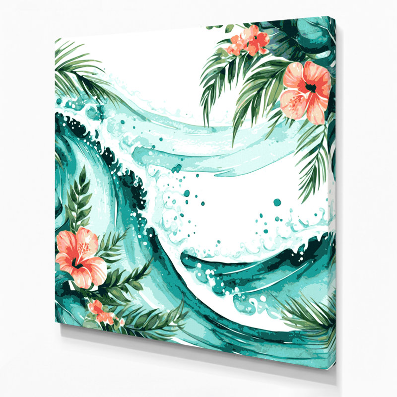 Art mural sur toile vert bord de mer, H 32 po x l 32 po