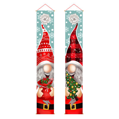 Décorations de Noël pour l'extérieur - Bannières de signe de gnomes suspendues - Décorations de Noël pour l'extérieur