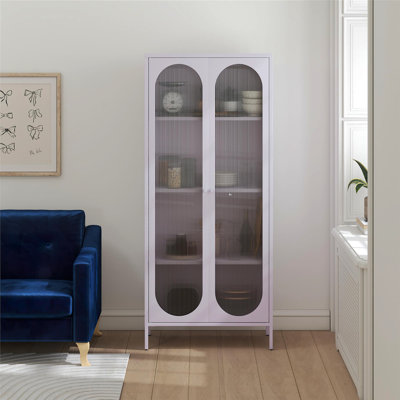 Luna Tall 2-Door Accent Cabinet With Fluted Glass