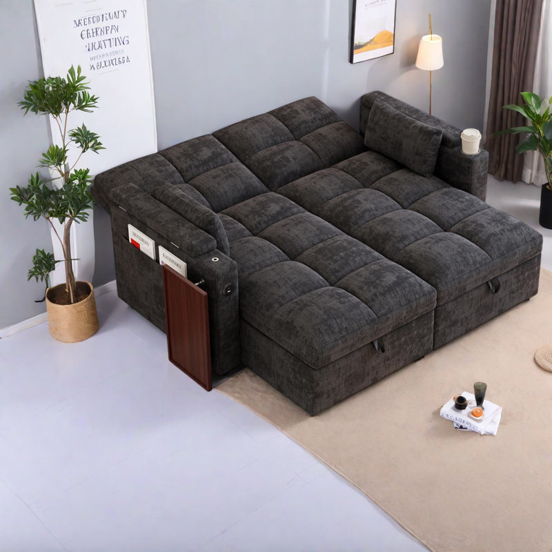 Upholstered Sectional, Black