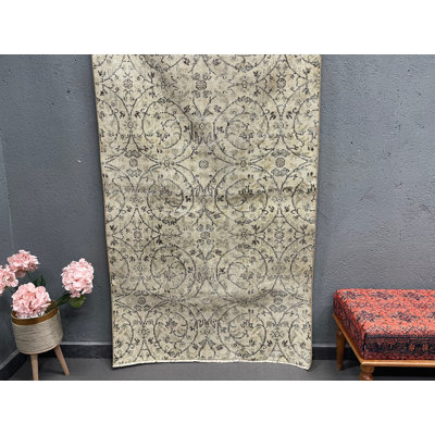 45.3x74 Inch Beige Wool Patchwork Accent Rug, Traditional Style Rug