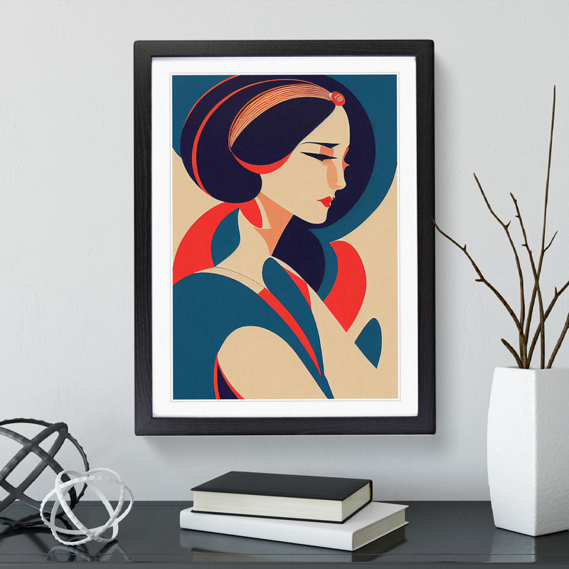 XV1022-775X Art Deco Woman No.5 1 Piece Single Picture Frame Wall Art, 34cm H x 25cm W, Black
