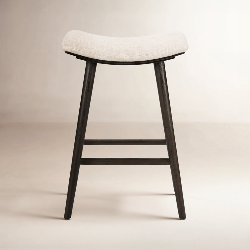 Union Wallis Belfast Solid Wood Stool, Counter Stool (26" Seat Height), Rayon/Viscose - Essence Natural/Black Parawood
