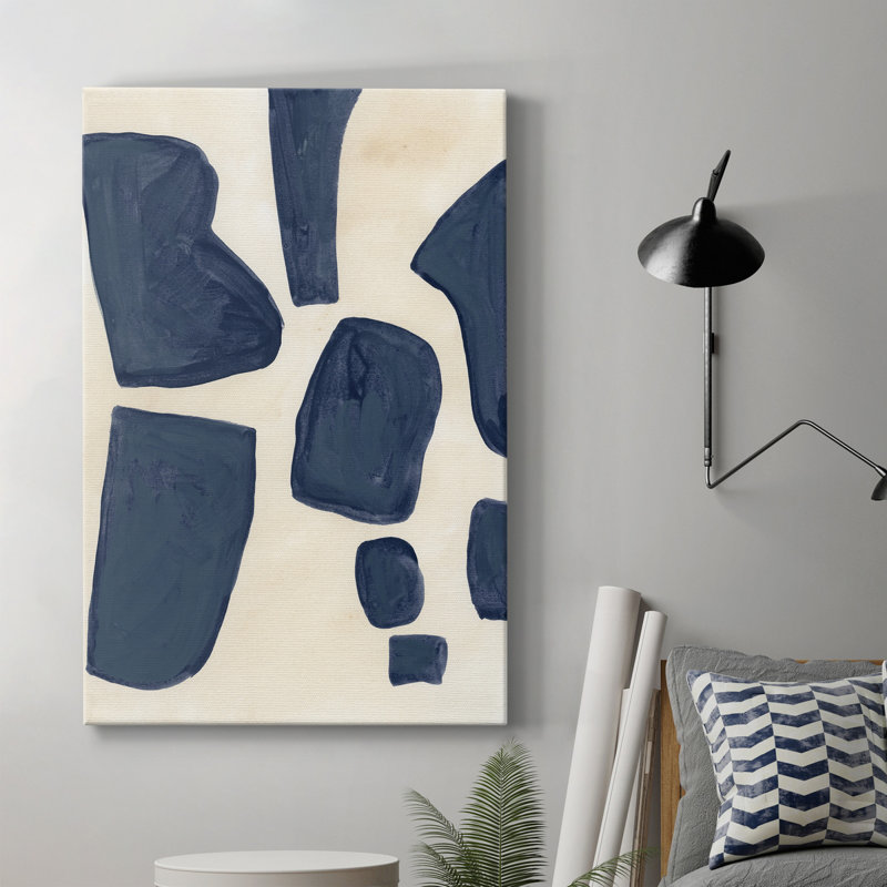 Pièces bleues I - peinture sur toile tendue, H 18 po x l 12 po x P 1 po