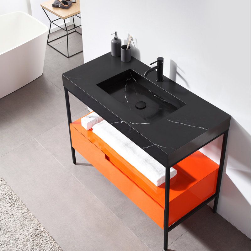 Texel 42" W Single  Vanity, Red Amber, Black, Black