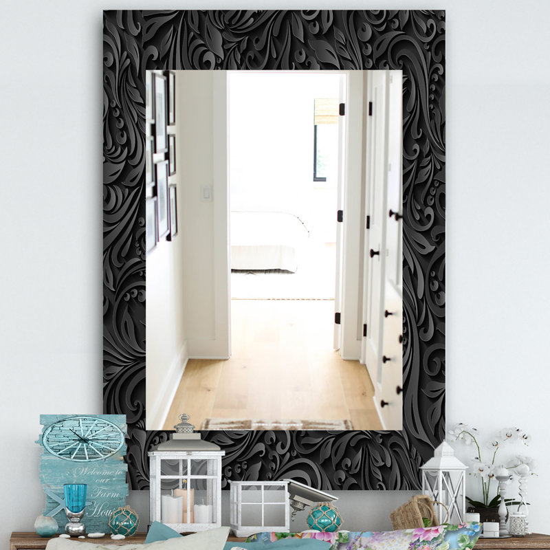 Miroir mural 10 obsidian impressions, H 39,4 po x l 29,5 po