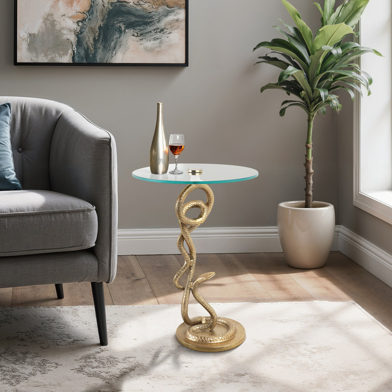 Table d'appoint ronde moderne en aluminium et verre Modern