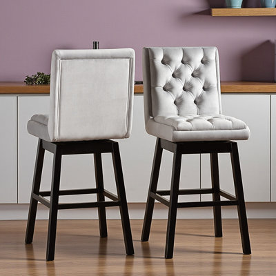 Nimble Swivel Bar Stool Set with Wood, Gray/Black 44.91'' H X 19.45'' W X 22.52'' D
