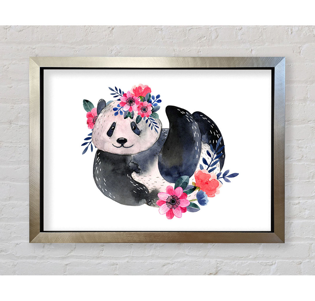 Cute Floral Panda - Einzelner Bilderrahmen Kunstdrucke