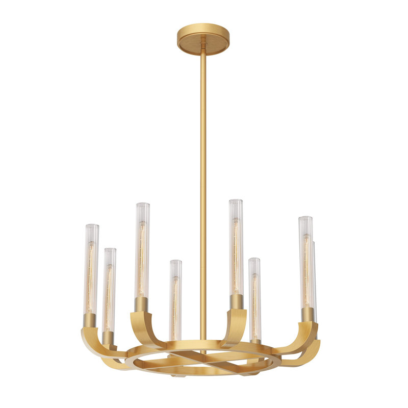 Flute 8 - Light Chandelier, Vintage Brass