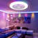 19" White Low Profile Caged Ceiling Fan with Remote Control and Dimmable RGB LED Lights