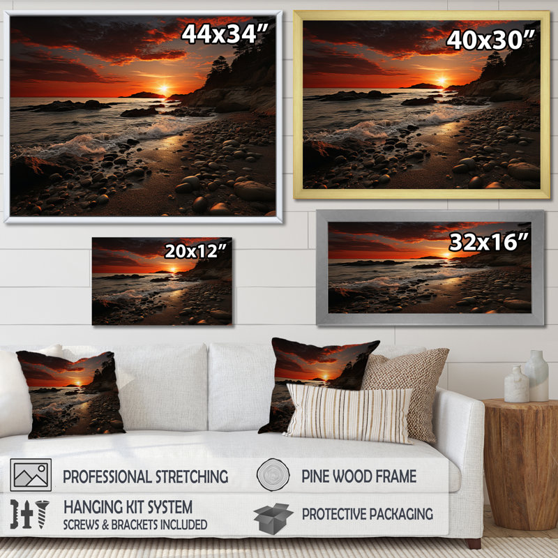 «Beach Dramatic Horizon», art nautique sur toile, Toile tendue, H 12 po x l 20 po x P 1 po