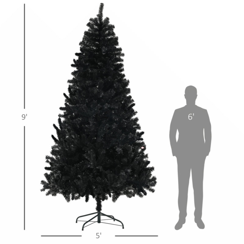 Arbre de Noël 6 pi avec sapin de Noël artificiel non éclairé avec branches réalistes, sapin de Noël avec 618 pointes, noir