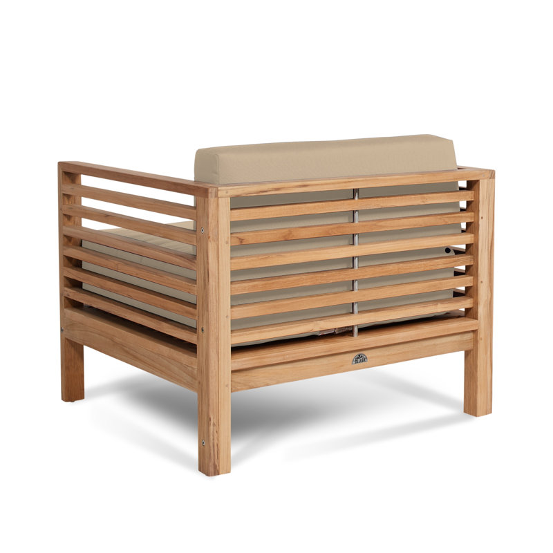 Amblewood Summer Teak Outdoor Club Chair, Fawn, Natural Sanded