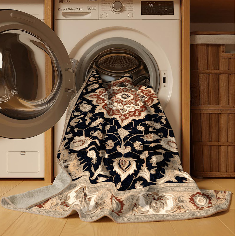 Tapis brun lavable à la machine, Carré 7 pi