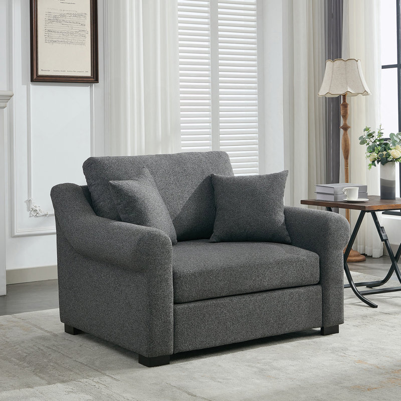 Chenille Oversized Armchair, Gray Chenille, 35.5" H x 44.5" W x 36.2" D