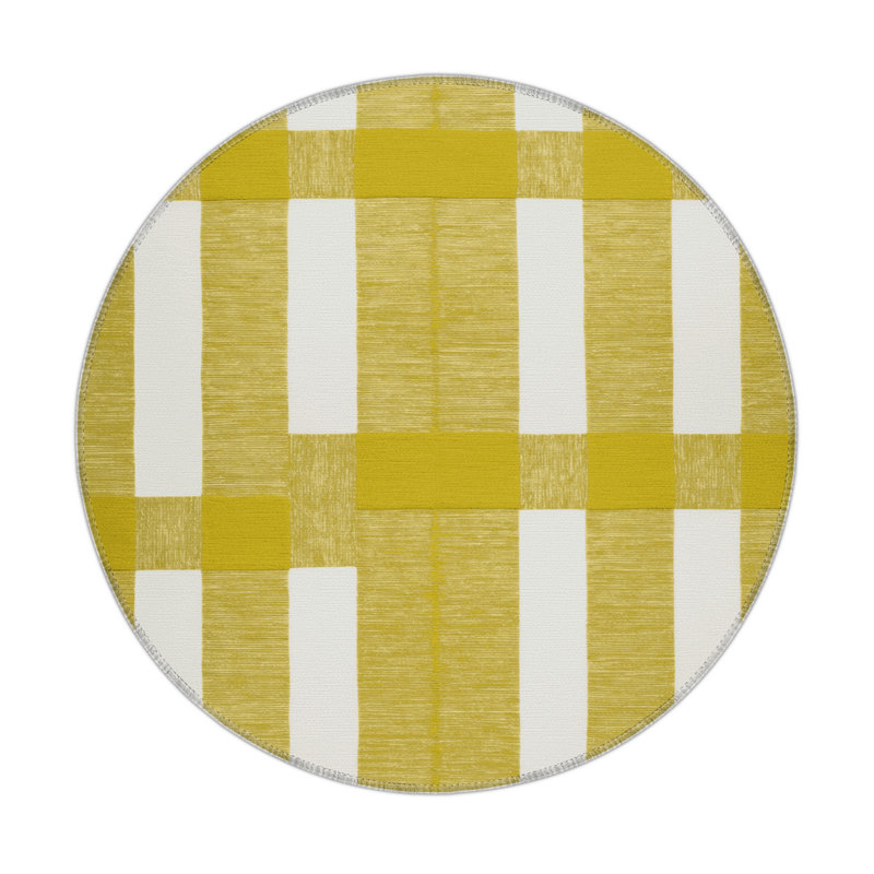 Tapis d'intérieur et d'extérieur à carreaux brun, Rond 5 pi