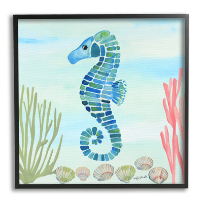 «Mosaic Seahorse Clam Seashells Ocean Floor Reef» par Katie Doucette - Peinture