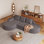 Canapé moderne incurvé moderne, ensemble de canapé modulaire rembourré en chenille, ensemble modulaire de salon modulaire en L de 108,5 po avec 3 coussins, canapé-lit combiné gratuit pour le salon, la chambre à coucher
