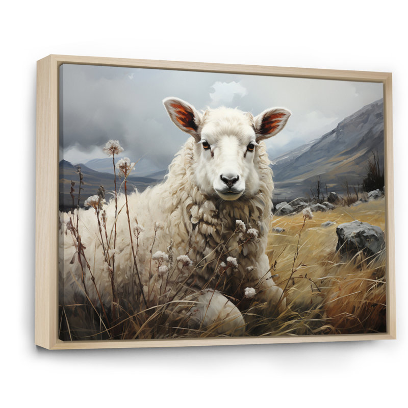 Sheep Serenade Of Silence II sur toile, H 30 po x l 40 po x P 1,5 po, Cadre naturel flottant