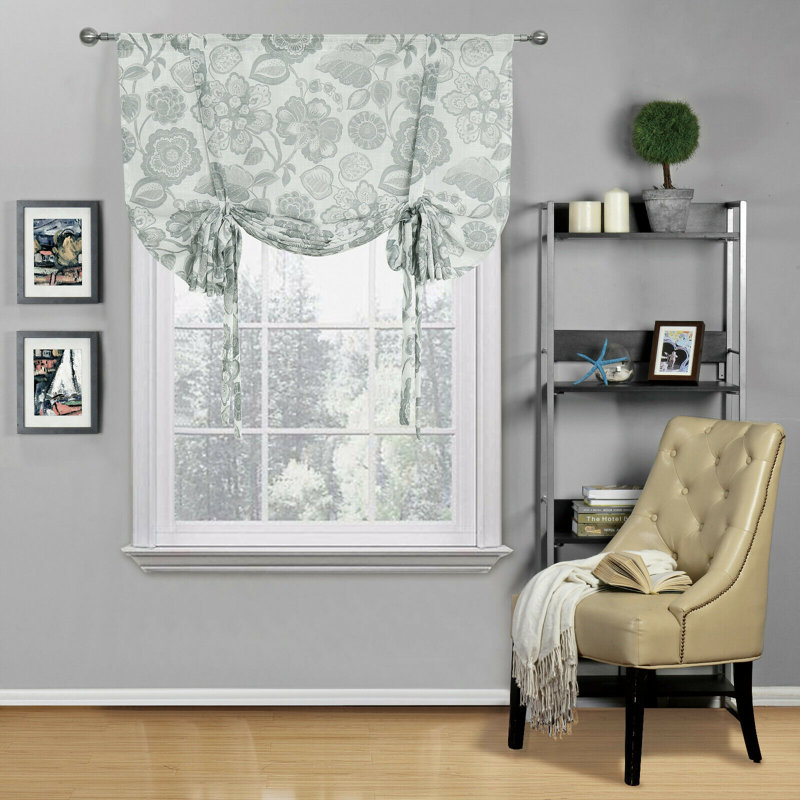 Rideaux de fenêtre Shabby Elegance Floral, gris