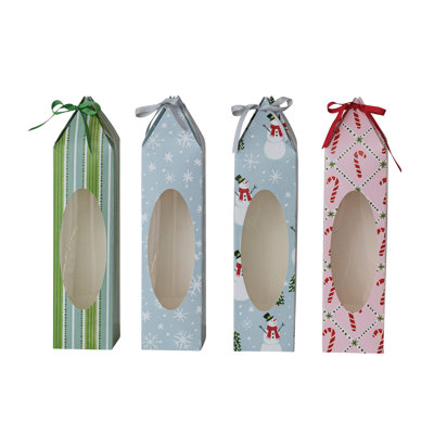 Holiday Motif Paper Gift Box with Acetate Window