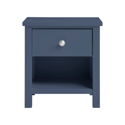 Table de chevet bleue contemporaine à 1 tiroir avec compartiment de rangement pour chambres d'enfants