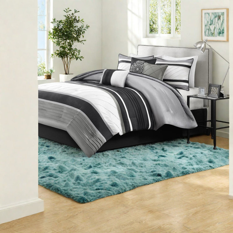 Elegant 7-piece Bedding Set, Polyester Faux Silk, Traditional Bedroom Decor