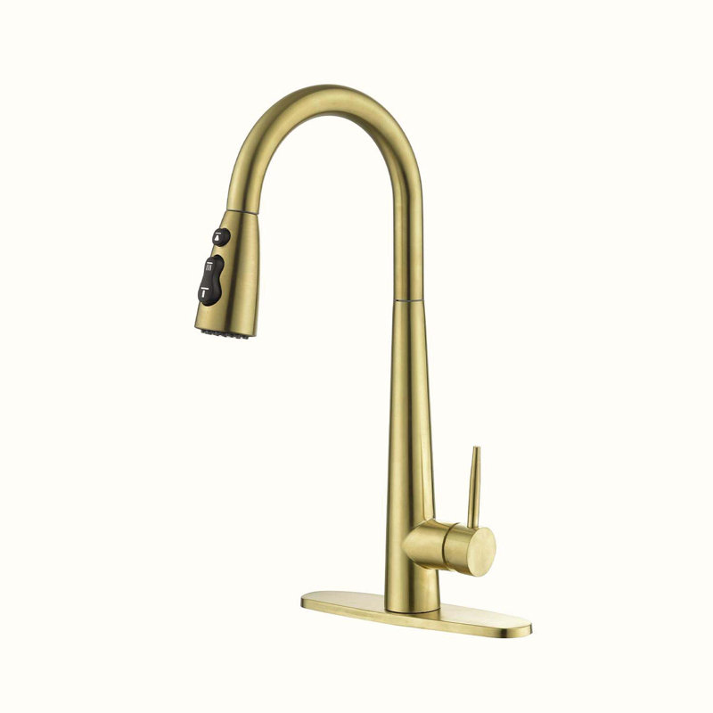 HOOSENG Pull Down Touch Kitchen Faucet, Brushed Gold