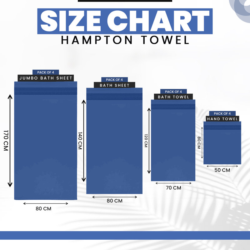 Midweight Bath Towel, Blue, Bath Sheet - 4 Pack