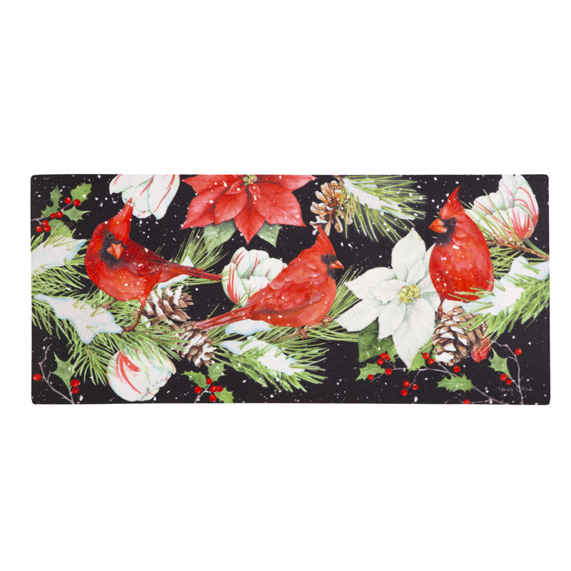 Joyful Cardinal Winter Visit Sassafras Switch Mat, 10" W x 22" L