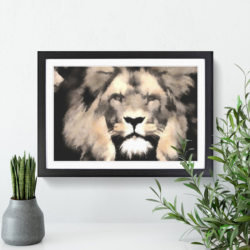 Lion - Picture Frame Graphic Art Print, Black Framed, 45cm H x 63cm W x 2cm D