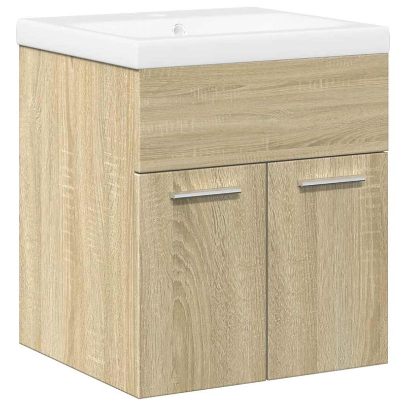 Stanisha Single Bathroom Vanity with Ceramic Basin, Sonoma Oak