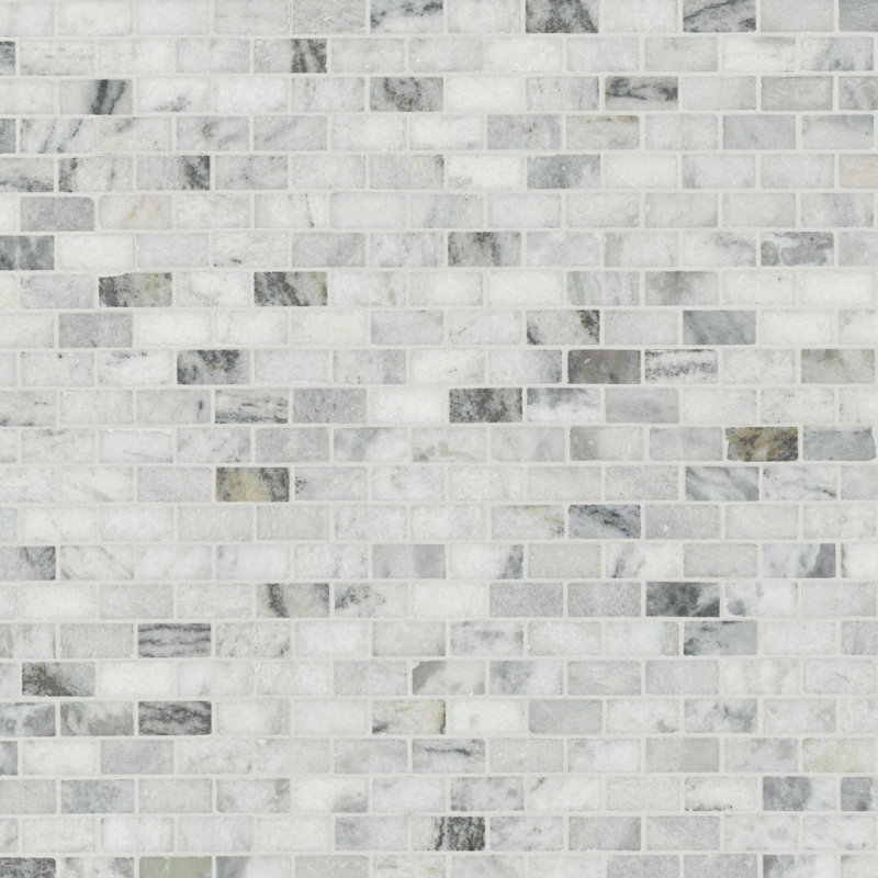 Cambria Fog Brick 12 in. x 12 in. Honed Marble Mosaic Floor and Wall Tile