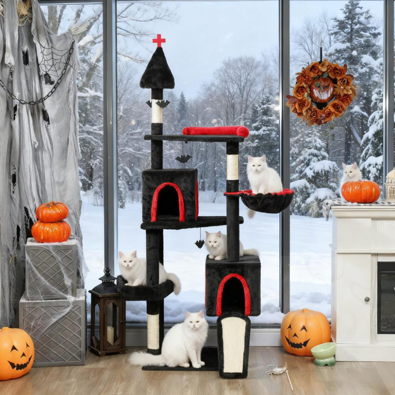 Arbre à chat avec lit d'Halloween sur le thème d'Halloween