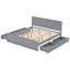 Lit plateforme en bois avec quatre tiroirs de rangement et pieds de soutien-795719953-795719955