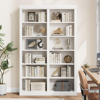 74.5" Tall Bookshelf with Double Storage, Extra Large Bookshelf, 6-Tier Double Wide Bookshelves w/ 12 Cubbies, Wide Freestanding Bookcases for Livingroom Office Library