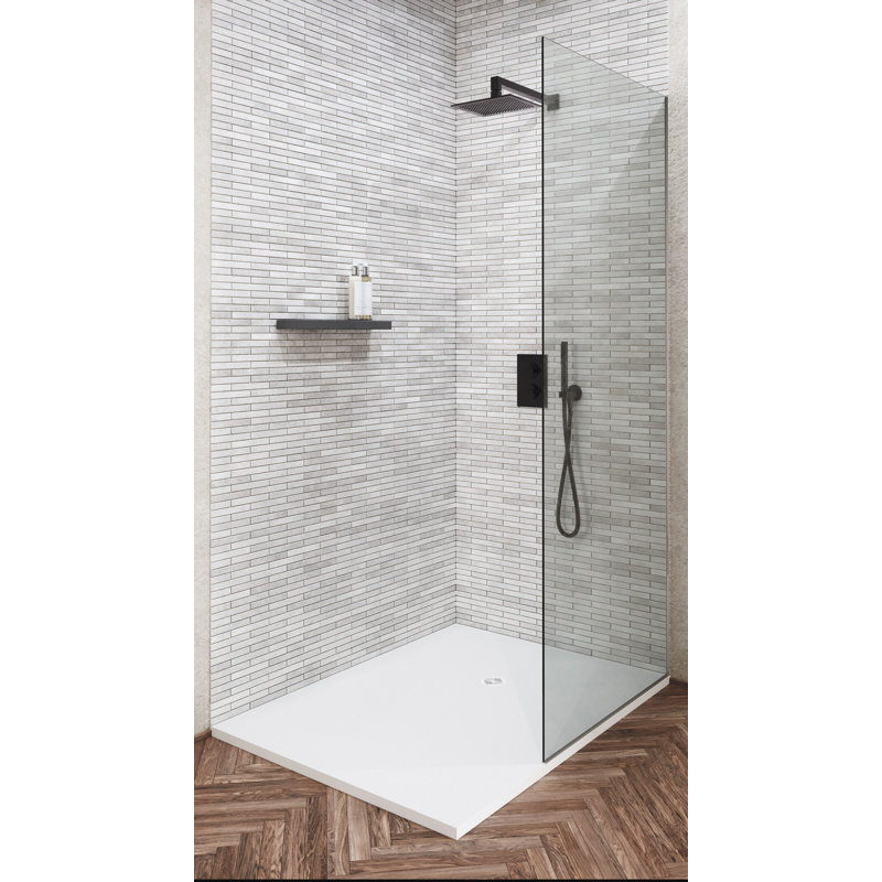 Base de douche Curbless Ava ardoise 48 po x 36 po, Blanc