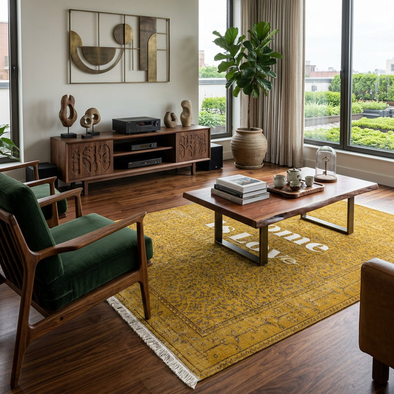Vintage Golden Ochre 5' X 8' Area Rug