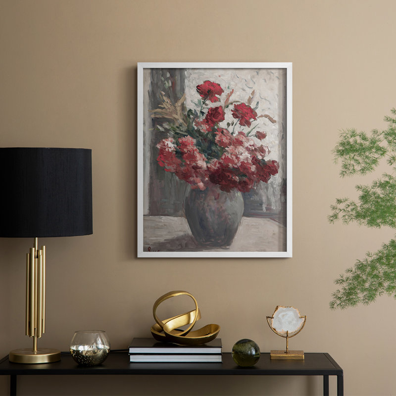 Reproduction florale rétro, impression encadrée CCLIX - bois massif, H 11 po x l 9 po, Blanc