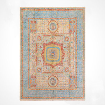 Original Hand Knotted Mamluk Pattern Multi Color Wool and Cotton Rug