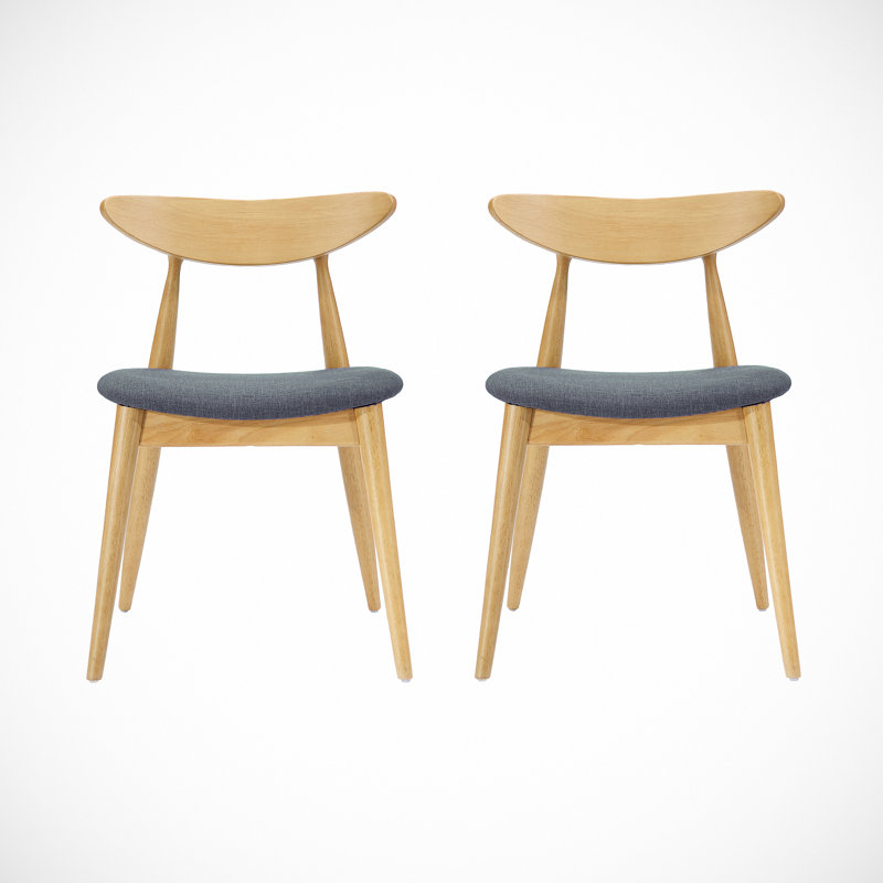 Chaises de salle à manger en bois d'hévéa Charley, Gris foncé, Hêtre
