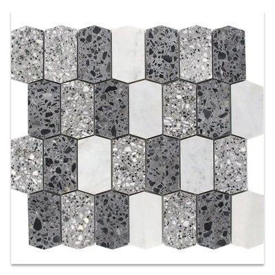 Carrelage mosaïque en marbre 11 x 13 Stellare Terrazzo (5,3 pieds carrés / caisse) - paquet de 5
