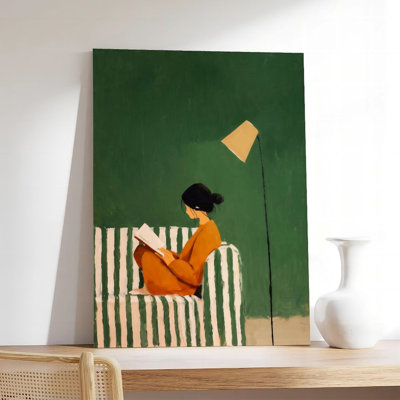 Canvas Wall Art Green And White Vertical Stripes Poster_6 Vintage Poster Print Home Decor