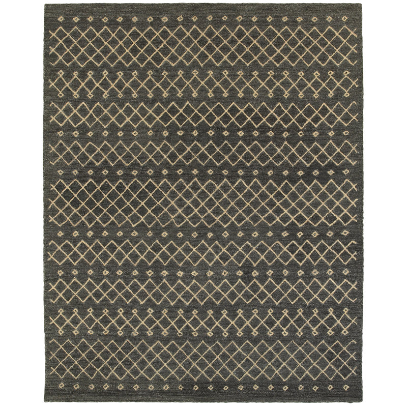 Hand Tufted Wool Geometric Indoor Rug, Rectangle 8'9" x 11'9"
