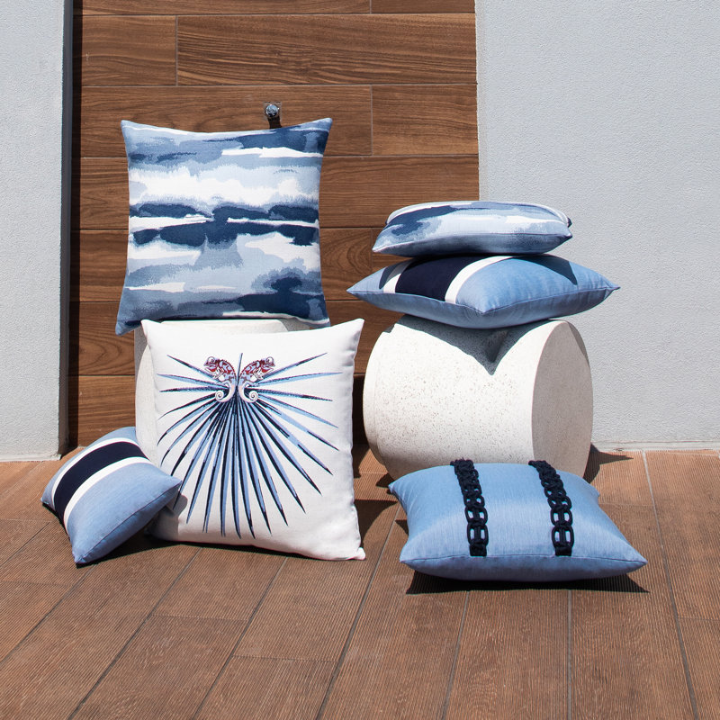 Nevis Sunbrella® Indoor/Outdoor Pillow Cover & Insert by Elaine Smith, Ocean