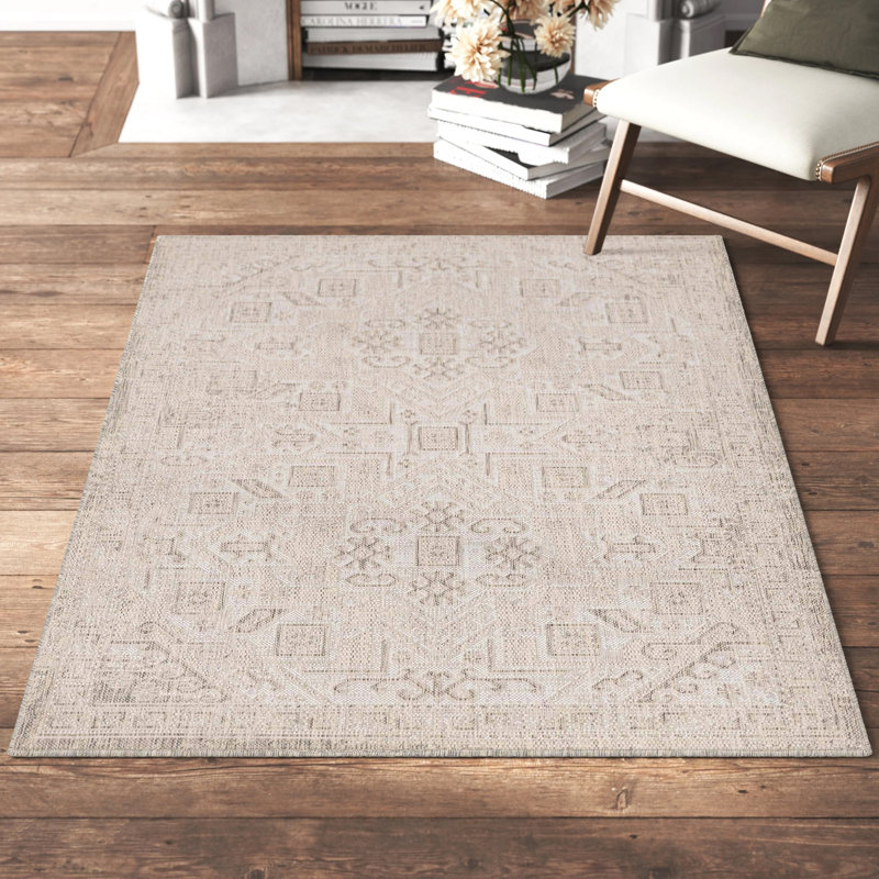 Arletha Performance Southwestern Indoor / Outdoor Rug, Rectangle 4' x 6'
