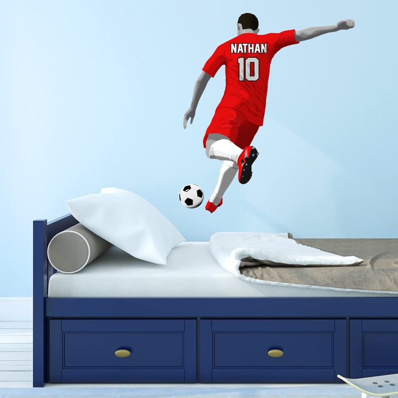 Adhésif décoratif footballeur, H 15 po x l 13 po, Rouge
